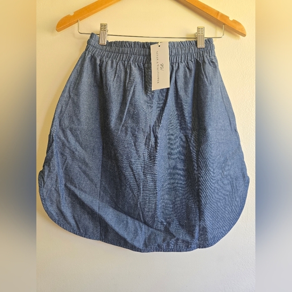 NWOT, Never A Wallflower, Light Blue Denim Track Skirt, Size Small - Picture 4 of 8
